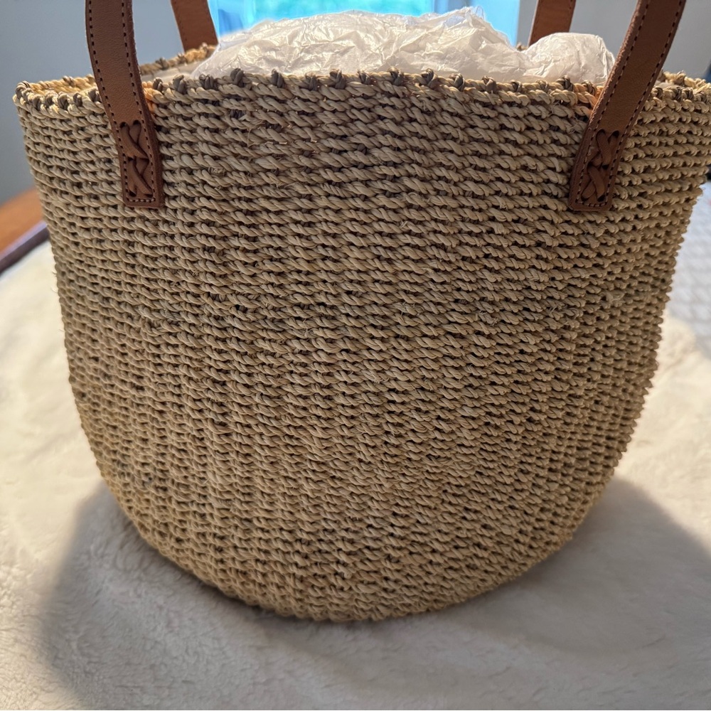 Free People Tan and Brown Woven Tote Bag